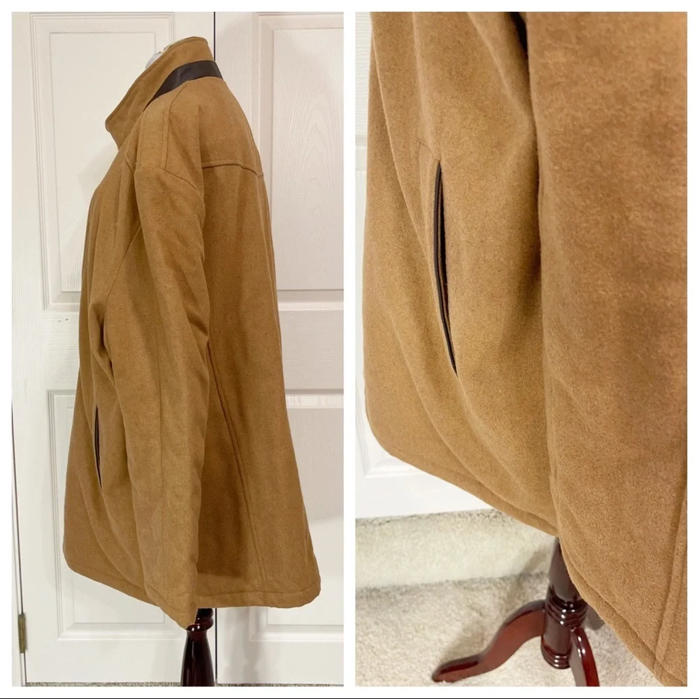 Cripple Creek Men's Camel Wool Melton Faux Leather Coat  - CR43366